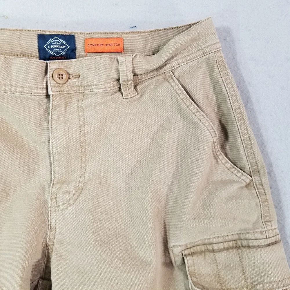 St John's Bay cargo pants men's 32x29 regular fit straight Brown stretch Flex